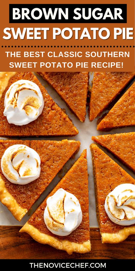 Sweet Potato Pie Recipe Easy, Brown Sugar Sweet Potatoes, Homemade Sweet Potato Pie, Holiday Pies Recipes, Vegan Sweet Potato Pie, Pumpkin Pecan Cobbler, Tarte Vegan, Sweet Potato Pie Southern, Potato Pie Recipe