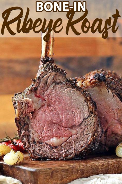 Bone In Ribeye Roast, Standing Rib Roast Recipe, Red Wine Pan Sauce, Bone In Rib Roast, Beef Ribeye Roast, Beef Rib Roast, Prime Rib Roast Recipe, Red Wine Recipe, Ribeye Roast