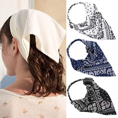 Head Handkerchief, Fabric Headbands Diy, Boho Feather Headband, Kerchief Headband, Hair Bandanas, Head Kerchief, Kerchief Hair, Kerchief Scarf, Triangle Head