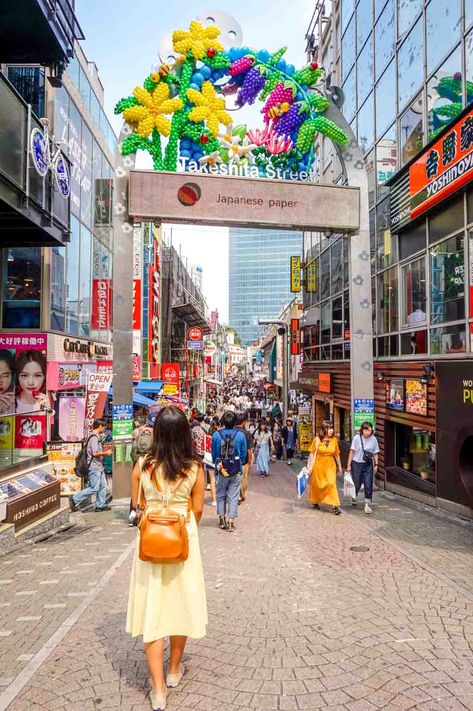 Takeshita Street in Harajuku, Tokyo - a vibrant shopping street | Laugh Travel Eat Kawaii Places, City In Japan, Tokyo Itinerary, Takeshita Street, Tokyo Style, Tokyo Vacation, Background Reference, Meiji Shrine, Female Faceclaims