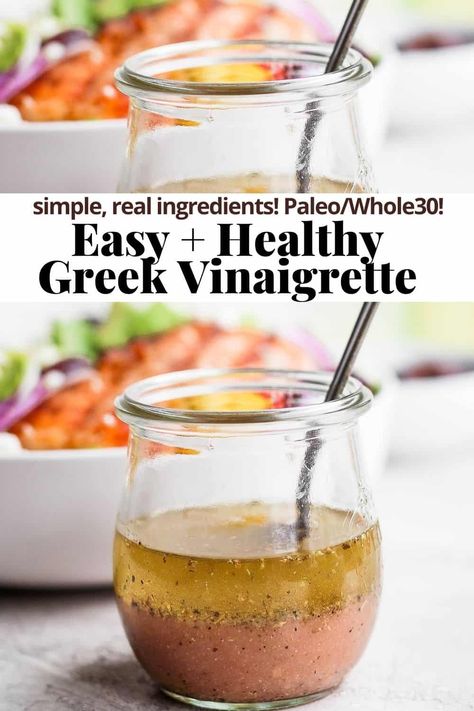 Greek Vinaigrette Dressing Recipe, Greek Vinegarette Dressing, Mediterranean Vinaigrette Dressing, Greek Dressing Recipe Vinaigrette, Greek Vinaigrette Dressing, Greek Dressing Recipe, Farm Meals, Paleo Basics, Creamy Balsamic Dressing