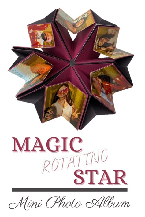 Magic Rotating Star - Mini Photo Album for 24 Photos, Rotierender Stern als Fotoalbum,  #scrapbooking #diy  #minialbum #papercrafts #paperart #papier #tutorial Star Books Tutorial, Mini Photo Albums Diy, Handmade Photo Albums Diy, Diy Photo Album Ideas, Diy Mini Album Tutorial, Photo Cards Diy, How To Make Magic, Homemade Holiday Cards, Star Book