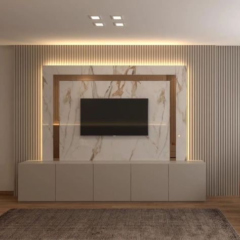 Luxurious classic wall decor | Wood alternative and marble alternative Marble Media Wall, Tv Wall Marble, Tv Wall Shelf Ideas, Wall Marble Design, Tv Wall Shelf, Tv Unit Design Modern Living Luxury, Marble Alternative, Main Door Design Photos, Wall Shelf Ideas