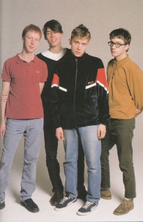 Blur In Japan, 90s Britpop, Japan October, Brit Pop, Blur Band, Alex James, Band Photoshoot, Charlie Brown Jr, Rocker Look