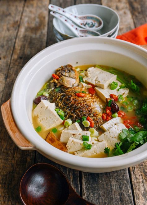 This Milky Fish Soup with Tofu (鲫鱼豆腐汤) is a common Chinese recipe for new moms who have just given birth. It is meant to replenish and warm the body, as well as promote lactation. We’re no doctors, but this soup is a traditional Chinese postpartum dish!  Source: thewoksoflife.com Traditional Asian Dish, Soup With Tofu, Confinement Food, Tofu Soup, Wok Of Life, Woks Of Life, The Woks Of Life, Chinese Recipe, Fish Soup