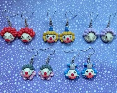 Clown Earrings, Silly Earrings, Wonderland Room, Circus Gifts, Clown Pics, Clown Core, Carnival Circus, Jewelry King, Indie Jewelry