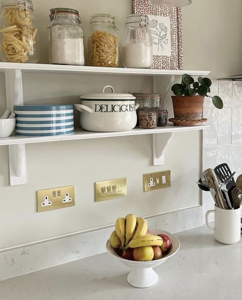 April brings the start of national decorating month and often the little details can be overlooked. For us, it's all in the detail of beautifully hand-crafted sockets, switches and lighting. 🤩💫 Featuring our exquisite Brushed Brass sockets and switches, not a single screw in sight. Brass Sockets In Kitchen, Sockets And Switches Ideas, Brass Light Switch, Brass Sockets, Gold Sockets And Switches, Gold Switches And Sockets, Brass Switches And Sockets, Antique Brass Sockets And Switches, Gold Plug Sockets