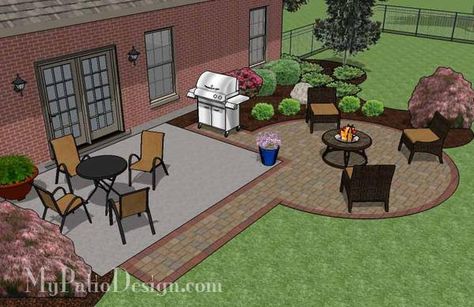 DIY Circle Patio Addition Design with Grill Pad | Download – MyPatioDesign.com Circle Patio, Diy Patio Ideas, Patio Addition, Diy Patio Table, Round Patio Table, Patio Plans, Cement Patio, Patio Layout, Patio Pergola