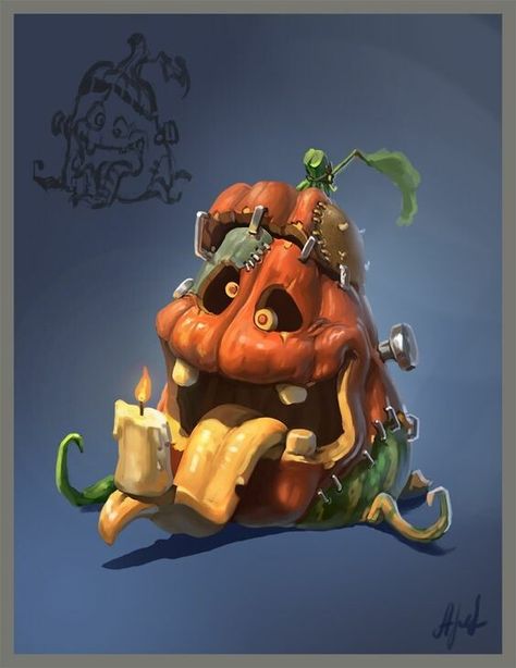 Halloween Concept Art, Halloween Artwork, Halloween Illustration, Game Concept Art, Cute Monsters, Arte Fantasy, Cartoon Character Design, Creature Design, Horror Art