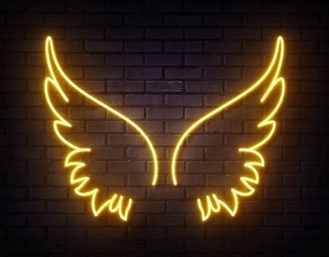 Angel Wings Neon Sign, Cute Heart Drawings, Angelic Wings, Gold Design Background, Boy Silhouette, Led Wall Art, Fox Painting, Laser Engraved Ideas, Wedding Neon Sign