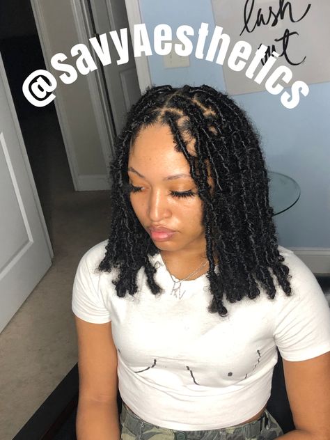 Short Black Butterfly Locs, Short Fluffy Butterfly Locs, Style Short Butterfly Locs, How To Style Short Butterfly Locs Hairstyles, Short Distressed Locs, Short Distressed Butterfly Locs, Soft Locs Short, Short Soft Locs, Black Kids Braids Hairstyles