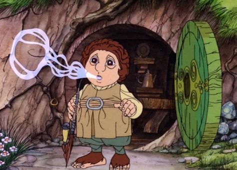 Orson Bean is the perfect voice for Bilbo Hobbit Cartoon, The Hobbit Cartoon, The Hobbit Animated, The Hobbit 1977, Hobbit Bilbo, Hobbit Art, Tolkien Art, Bilbo Baggins, 80s Cartoons