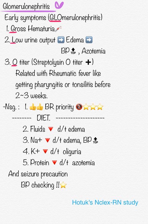 Glomerulonephritis Urinary Disorders Nursing, Renal Disorders Nursing, Glomerulonephritis Nursing, Nursing Study Tips, Excretory System, Nursing Fun, Nursing Board, Nursing School Motivation, Nursing Mnemonics