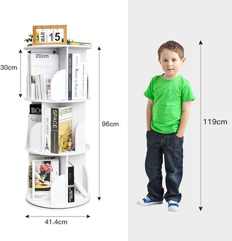 YGYQZ Rotary Bookshelf Home High - Density Bookcase Tall Book Shelf Modern 360° Rotating Storage Display Rack Floor Standing Shelves with Baffle for Bedroom Living Room Study Office White : Amazon.co.uk: Home & Kitchen Rotary Bookshelf, Book Shelf Modern, Tall Book Shelf, Nursery Aesthetic, Bookshelf Home, Shelf Modern, Standing Shelves, Modern Shelving, Living Room Study