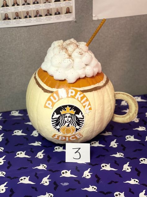 Pie Pumpkin Decorating Ideas, Disguised Pumpkin Project, Pumping Decorating Ideas, Pumpkin Decorating Competition Ideas, Pumpkin Decorating Competition, No Craved Pumpkins Ideas For Kids, Starbucks Pumpkin Decorating Ideas, Healthcare Pumpkin Contest, Decorative Pumpkins Contest