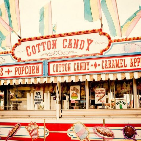 YUM Cotton Candy Stand, Circus Aesthetic, Candy Stand, Candy Popcorn, Carnival Circus, Fun Fair, Vintage Carnival, Food Stall, Circus Theme