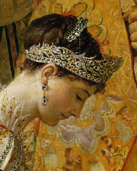 Jacques-Louis David 'The Coronation of Napoleon' (detail of Josephine) Jacque Louis David, Coronation Of Napoleon, Chateau De Malmaison, Jacques Louis David, Empress Josephine, Napoleon Bonaparte, The Coronation, Louvre Museum, Art And Illustration