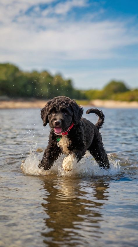 Portuguese Water Dogs, Portuguese Water Dog Puppy, Portugese Water Dogs, Spanish Water Dog, Aesthetic Dogs, Cute Dog Wallpaper, Portuguese Water Dog, Hypoallergenic Dogs, Not Now