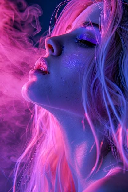 Neon Portrait Photography, Glow Portrait, Colorful Portrait Photography, Neon Photography, Neon Girl, Face Drawing Reference, Neon Painting, Portrait Lighting, Portrait Of A Woman