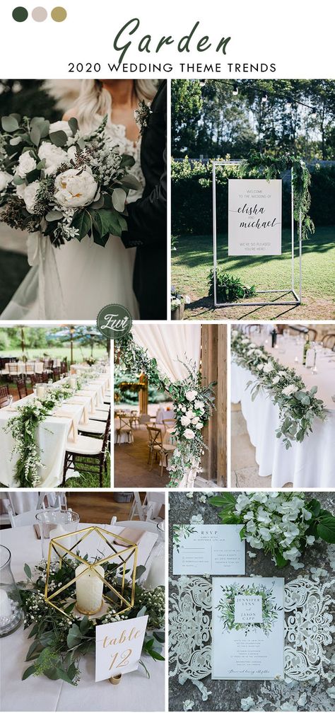 Greenery Theme Wedding, Garden Wedding Colors, Timeless Wedding Colors, Secret Garden Wedding Theme, Chic Wedding Theme, Elegant Greenery Wedding, Botanical Wedding Theme, Garden Wedding Theme, Classic Timeless Wedding