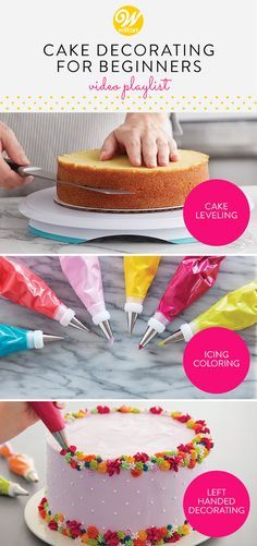 Decorating For Beginners, Decorate A Cake, Resipi Kek, Cakes To Make, Cake Decorating For Beginners, Wilton Cake Decorating, Cake Decorating Piping, Wilton Cakes, Easy Cake Decorating