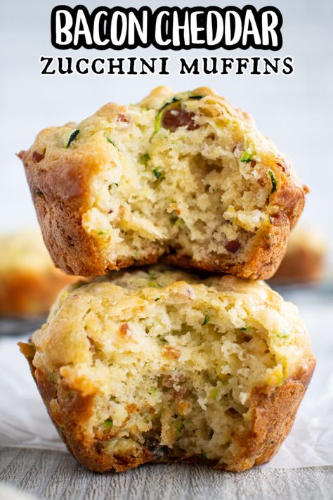 Bacon Cheese Zucchini Muffins - Make the Best of Everything Savory Zucchini Muffins, Savory Zucchini Bread, Zucchini Bread Muffins, Zucchini Cheddar, Zucchini Cupcakes, Cheese Zucchini, Cheddar Muffins, Bacon Zucchini, Zucchini Breakfast