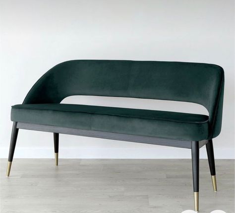 Dining Bench With Backrest, Velvet Dining Bench, Dining Bench With Back, Bench With Backrest, Modern Dining Bench, Upholstered Dining Bench, Small Sectional Sofa, Green Dining Room, Beach House Living Room