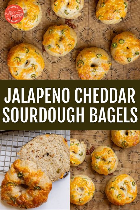 Want to try homemade bagels? This easy bagel recipe is chewy and flavorful using only freshly milled flour! This bagel recipe is loaded with savory bacon, cheddar cheese, and jalapeno pieces. It isn’t too spicy and it makes the most delish and wholesome bagel for ham sandwiches! This is an easy kid-friendly recipe with an east step-by-step tutorial! Jalapeno Cheddar Bagels, Jalapeño Cheddar Sourdough, Savory Recipes Dinner Ideas, Easy Bagel Recipe, Bagel Flavors, Easy Bagel, Bacon Bagel, Cheddar Bagels, Bagel Recipe Easy