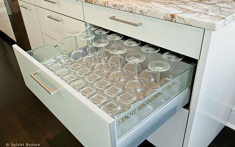 11 Storage Tips for Small Log Homes Kitchen Drawers Diy, Drawer Inspiration, Kitchen Drawer Liners, Small Log Homes, Wine Glass Storage, Cabinets White, Glassware Storage, Kitchen Drawer Organization, Island Decor