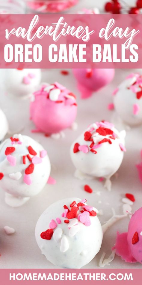 Valentines Day Oreo Cake Balls Oreo Balls Valentines, Oreo Cake Pops Recipe, Valentines Cake Pops, No Bake Oreo Cake, Oreo Cake Balls, Oreo Dessert Easy, Oreo Cake Pops, Valentine Cake Pop, Cake Ball Recipes