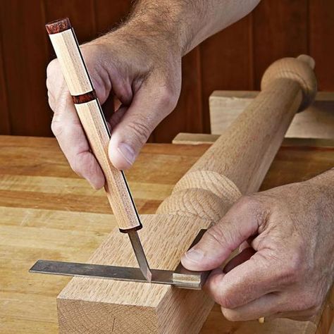 A marking knife lays out lines more accurately than the finest of pencils. Make your own by purchasing the blade and wrapping it with a pair of dazzling hardwoods.Featured inWOOD Issue 245, March 2017 Marking Knife, Woodworking Projects Ideas, Woodworking For Mere Mortals, Basic Tool Kit, Woodworking Garage, Woodworking Desk, Woodworking Kits, Wood Crafting Tools, Wood Magazine