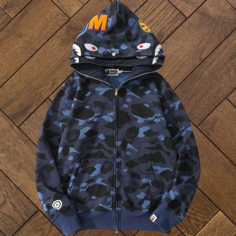 BAPE Men's Blue Jacket Bape Jacket, Blue Jacket Men, Bape Men, Blue Y2k, Y2k Jacket, Blue Jacket, Blue Man, Shirt Jacket, Black Blue