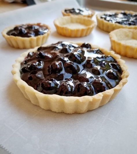 Blueberry Tarts | Tiny Sweet Tooth Blueberry Tartlets Recipe, Blueberry Tarts Filling, Blueberry Tarts Mini, Blueberry Tartlets, Blueberry Tart Recipe, Blueberry Tarts, Mini Blueberry Pies, Midwest Style, Marzipan Recipe