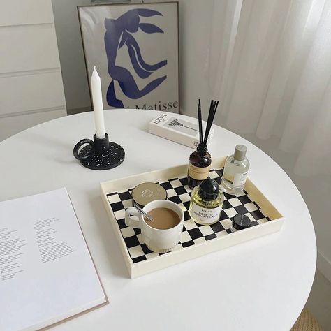 Kanyon on Instagram: “We like our coffee with a side of checkers . . . #aesthetic #homedecor #hotgirlsidetable #retro #kanyonshop #shopkanyon #aestheticdecor…” Checkers Aesthetic, Bedroom Trinkets, Bed Tray Decor, Aesthetic Checkered, Tea Sets Modern, Perfume Jewelry, Cozy Christmas Decor, Christmas Interiors, Make Up Organiser