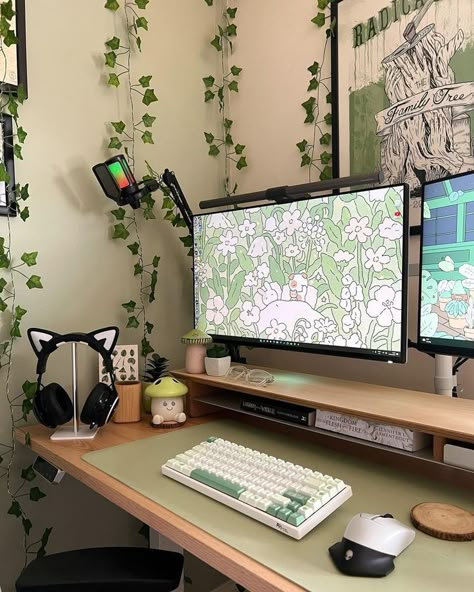 I've been featuring sharp contrasting pallettes recently, but more pastel-focussed setups (light greens/browns, white, etc.) can be better for those after more of a homely feel.

What do you think?

Credit: @sleepily_gaming IG

#cozysetup #coztgamingcommunity #kawaii #kawaiisetup #kawaiigaming #kawaiigamer #kawaiigirl #kawaiicore #kawaiiaesthetic #pcsetup #pcgaming #pinkaesthetic #gaming #gamingsetup #gamingroom #gamingcommunity #gamergirl #gamergirlsetup Soft Gaming Setup, Gaming Green Aesthetic, Mint Gaming Setup, Green And Pink Gaming Setup, Beige Pc Setup, Cute Gamer Setup, White And Green Desk Aesthetic, Green Setup Gaming, Streamer Setup Aesthetic Green