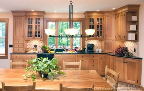 undefined Light Cherry Kitchen Cabinets, Oak Shaker Kitchen Cabinets, Kitchen Cabinets Light Wood, Kitchen Cabinets Shaker Style, Light Wood Kitchen, Light Wood Kitchen Cabinets, Cherry Kitchen Cabinets, Natural Wood Kitchen Cabinets, Kitchen Cabinet Door Styles