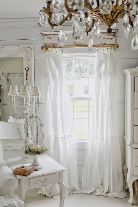 Ruffled Cotton Curtain Panel Ruffled Curtains Farmhouse - Etsy Rideaux Shabby Chic, Farmhouse Style Curtains, Ruffle Curtains, Shabby Chic Curtains, Chic Bedding, Farmhouse Curtains, Curtains Window, Shabby Chic Bedding, Shabby Chic Farmhouse