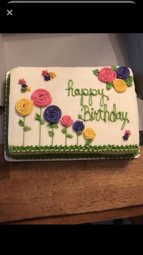 Birthday Cake Ideas For Women Simple, 13x9 Cake Decorating Ideas, Decorated Buttercream Cakes, Decorating 9x13 Cake, Simple Sheet Cake Decorating, 9x13 Birthday Cake Decorating Ideas, Decorating Sheet Cakes Ideas, Easy Sheet Cake Decorating Ideas Simple, Wedding Sheet Cake Designs Simple