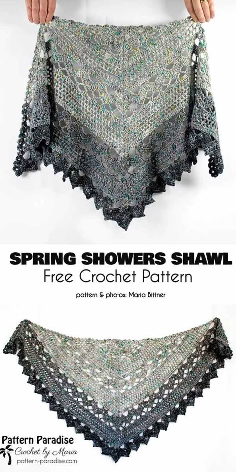 Spring Shower Shawl Free Crochet Pattern Spring Shawl, Crochet Shawl Free, Crocheted Shawl, Spring Showers, Poncho Crochet, شال كروشيه, Crochet Shawl Pattern Free, Shawl Crochet, Spring Shower