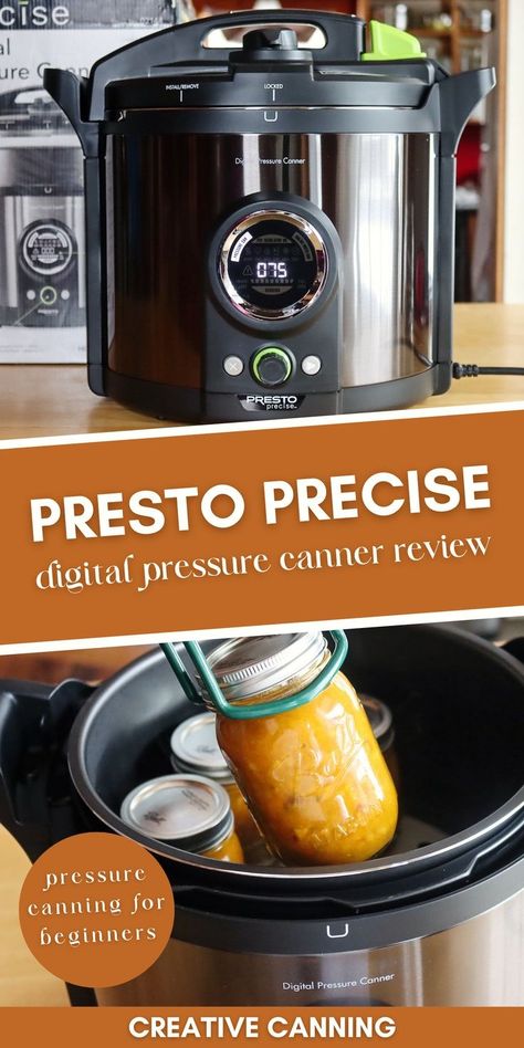 Presto Precise Digital Pressure Canner Review: Home Canning 101 - If you're looking for a way to safely & easily can meals in jars, the Presto Precise Digital Pressure Canner may be for you! This electric pressure canner is approved by the USDA for safe home pressure canning & is equipped with digital temperature & pressure controls, allowing you to easily adjust levels to get the perfect result every time. Pressure Canner Recipes, Meals In Jars, Canning Beef Stew, Electric Pressure Canner, Pressure Canning Meat, Canning For Beginners, Canning Beans, Water Bath Canning Recipes, Easy Canning