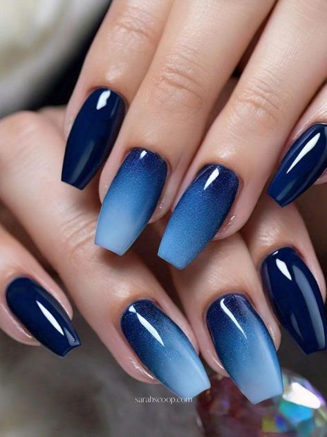 Navy Blue Nails Ombre, Navy Blue And Light Blue Nails, Navy Ombre Nails Dark Blue, Blue Ombre Dip Nails, Navy Dip Nails, Icy Blue Nails Winter, Mens Lips, Alcohol Punch, Light Blue Nail Designs