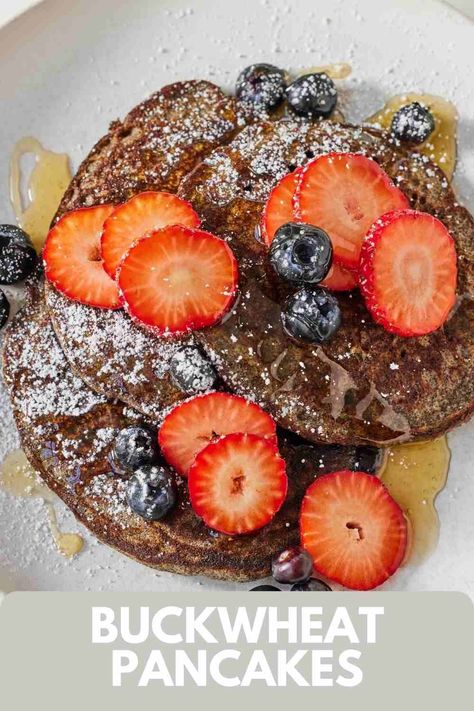 The perfect way to start your day, these Buckwheat Pancakes are light and fluffy with a slightly nutty taste. They are so easy to make with only a few ingredients and are naturally gluten-free, thanks to the buckwheat flour. Easy Paleo Pancakes, Paleo Pancake Recipe, Buckwheat Pancake Recipes, Banana Oatmeal Pancakes, Buckwheat Recipes, Banana Pancakes Recipe, Buckwheat Pancakes, Healthy Comfort, Buckwheat Flour