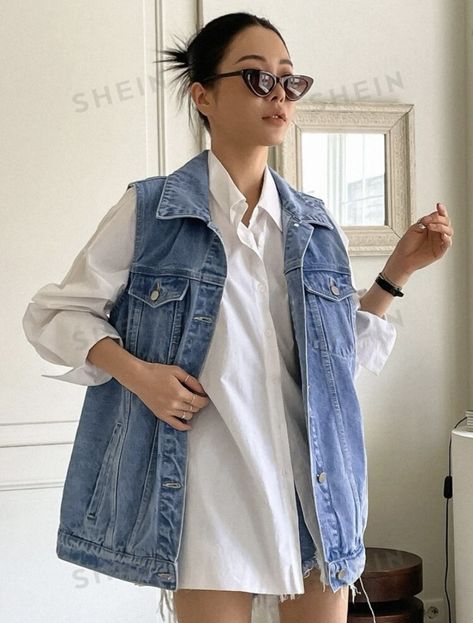 Best Jeans For Women, Denim Coat Women, Looks Country, Indie Outfits, Vest Outfits, Looks Chic, Denim Jacket Women, Denim Coat, Fashion Mode