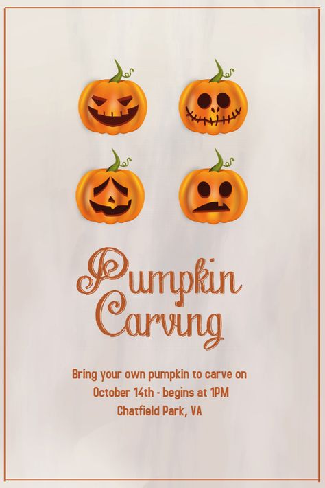 Creative Halloween pumpkin carving event flyer/poster template Pumpkin Carving Contest Flyer, Halloween Event Poster, Office Birthday Decorations, Pumpkin Carving Halloween, Halloween Pumpkin Carving, Halloween Party Flyer, Pumpkin Carving Contest, Pumkin Carving, Event Poster Template