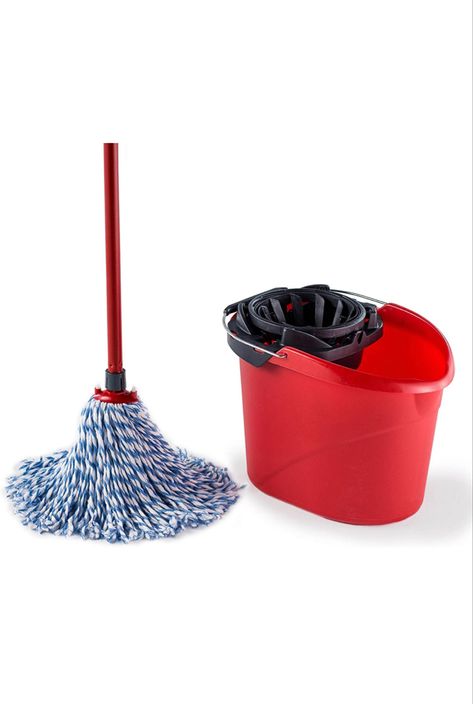 One Vileda SuperMocio Microfibre and Cotton Mop and Bucket Set with three-piece handle and torsion wringer mop bucket Microfibre and cotton blend mop head is designed for tough cleaning and absorbency; its lemon shape is great for cleaning corners Mop and bucket set contains a mop with an extendable handle and a 10 L mop bucket with pouring lip, tipping hand hold and durable metal handle with a grip for comfort during mopping Replacement mop heads for the mop and bucket set are available to purc Hardwood Tile Floor, Mop And Bucket, Wedding Registry Ideas, Low Income Housing, Moore House, Spin Mop, Henry Moore, Steam Mop, Registry Ideas