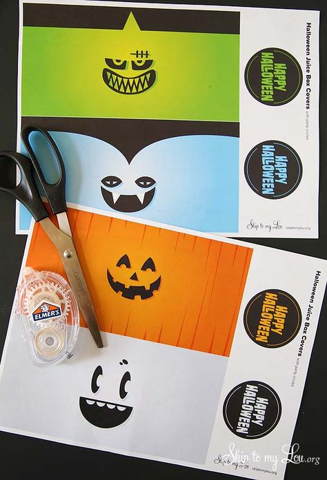 Printable Halloween Juice Box Covers - Skip To My Lou Skip To My Lou Mummy Juice Boxes Halloween, Halloween Juice Box Ideas, Halloween Juice Boxes, Halloween Juice Box Covers, Halloween Juice Box, Kindergarten Halloween Party, Class Treats, Halloween Juice, Classroom Halloween