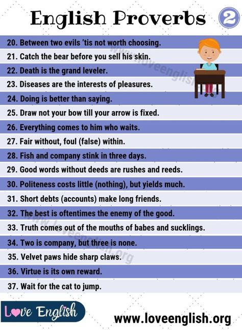 Proverbs: 50+ Useful and Important English Proverbs for ESL Students - Love English Proverbs For Students, Proverbs In English, Common Proverbs, Proverb With Meaning, Popular Proverbs, Improve English Writing, Proverbs English, English Proverbs, Popular Sayings