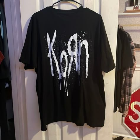 Korn Band Tee Korn Merch, Band Tee Aesthetic, Metal Band Tees, Band Shirt Outfits, Korn Shirt, Korn Band, Band Clothes, Oversized Band Tee, Rock Tshirt