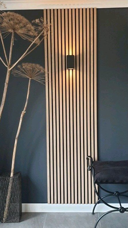 Wooden Wall Decorating Ideas, Wall Decorating Ideas, Wood Slat Wall, Wall Decorating, Wall Panel Design, Decoration Tips, Hallway Ideas Entrance Interior Design, Tiles Design, Modern House Exterior Colors