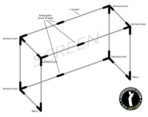 How To Build Your Own DIY Impact Screen Enclosure for your Golf Simulator Studio - GungHoGolf.com Golf Cage Diy, Golf Simulator Garage Diy, Diy Home Golf Simulator, Golf Nets For Backyard Driving, Golf Net Backyard Diy, Diy Golf Simulator Enclosure, Garage Golf Simulator Diy, Golf Simulator Garage, Golf Simulator Shed